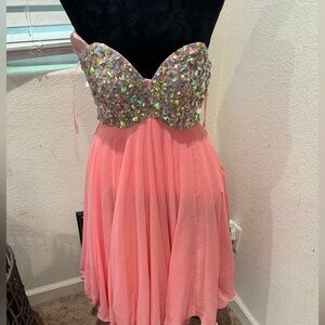 Anny Lee ‎ strapless SEQUIN DRESS bridal prom
